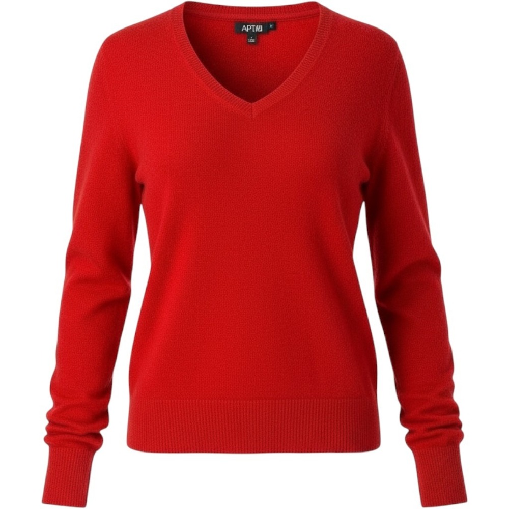 Apt 9 100% Cashmere Red V-Neck Pullover Sweater Womens Large Soft Luxury Classic